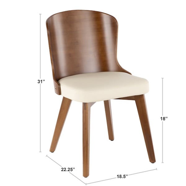 Bocello Chair In Walnut And Black Faux Leather